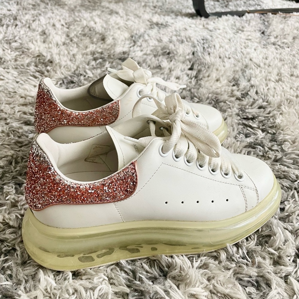 Alexander McQueen White and Pink Platform Sneakers